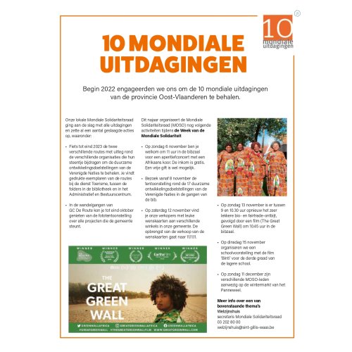 Mondiale thema's in infoblad - Sint-Gillis-Waas